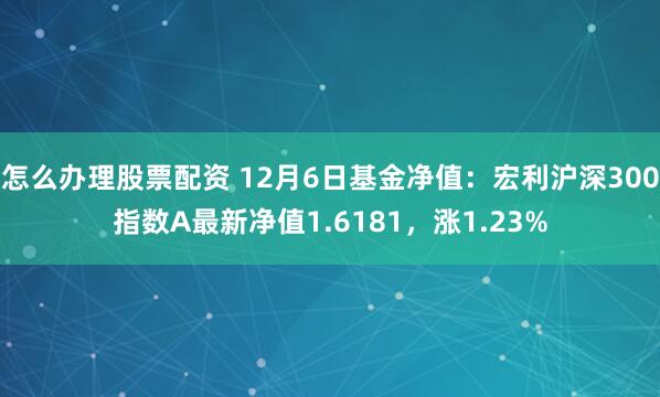 怎么办理股票配资 12月6日基金净值：宏利沪深300指数A最新净值1.6181，涨1.23%