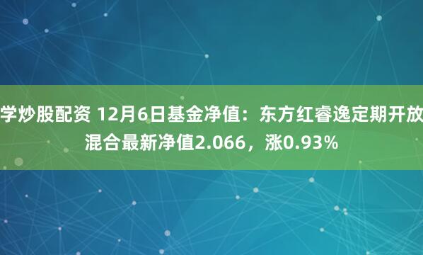 学炒股配资 12月6日基金净值：东方红睿逸定期开放混合最新净值2.066，涨0.93%