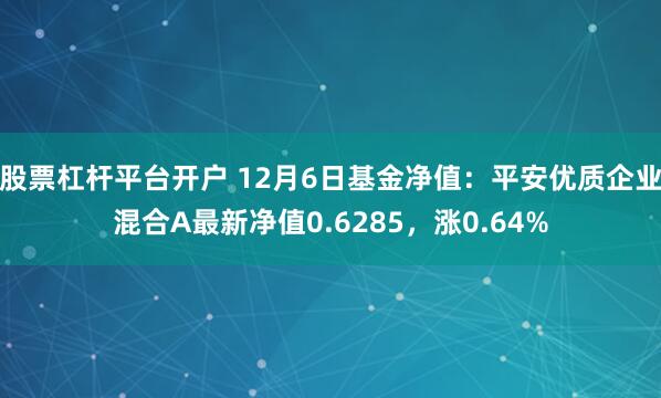 股票杠杆平台开户 12月6日基金净值：平安优质企业混合A最新净值0.6285，涨0.64%