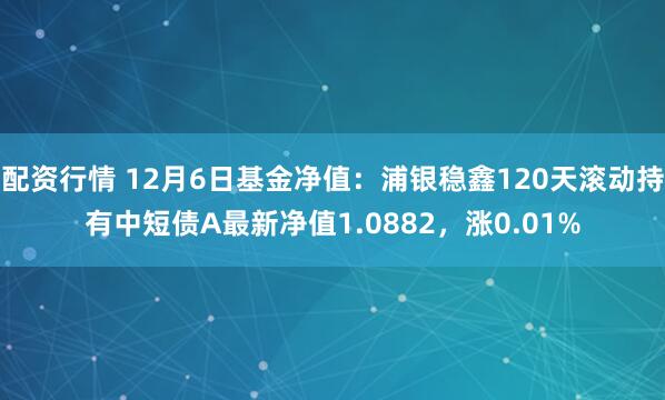 配资行情 12月6日基金净值：浦银稳鑫120天滚动持有中短债A最新净值1.0882，涨0.01%