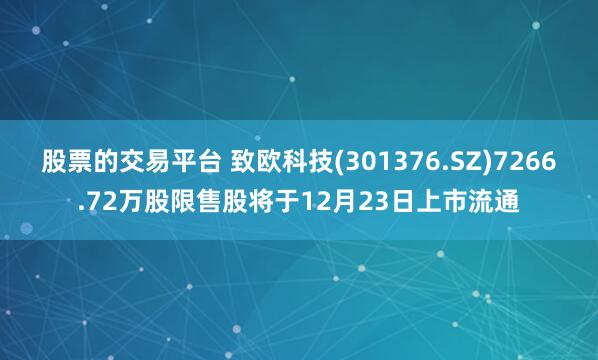 股票的交易平台 致欧科技(301376.SZ)7266.72万股限售股将于12月23日上市流通