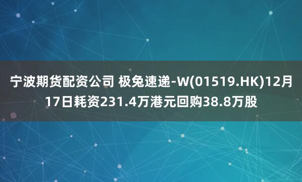 宁波期货配资公司 极兔速递-W(01519.HK)12月17日耗资231.4万港元回购38.8万股