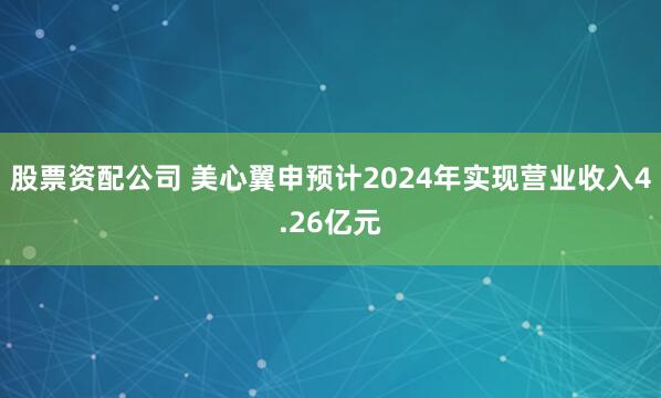 股票资配公司 美心翼申预计2024年实现营业收入4.26亿元